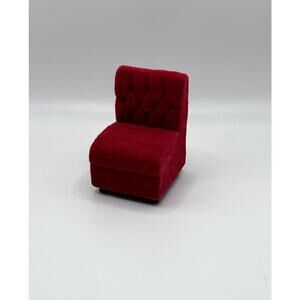 1:24 Scale Miniature Red Velvet Tufted Accent Chair Dollhouse Furniture